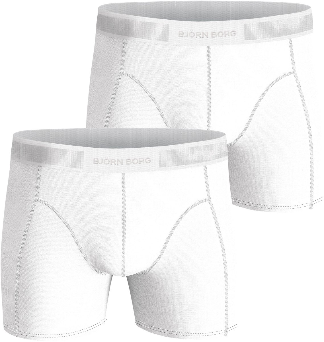 Björn Borg Cotton Stretch boxers - heren boxers normale lengte (2-pack) - wit - wit