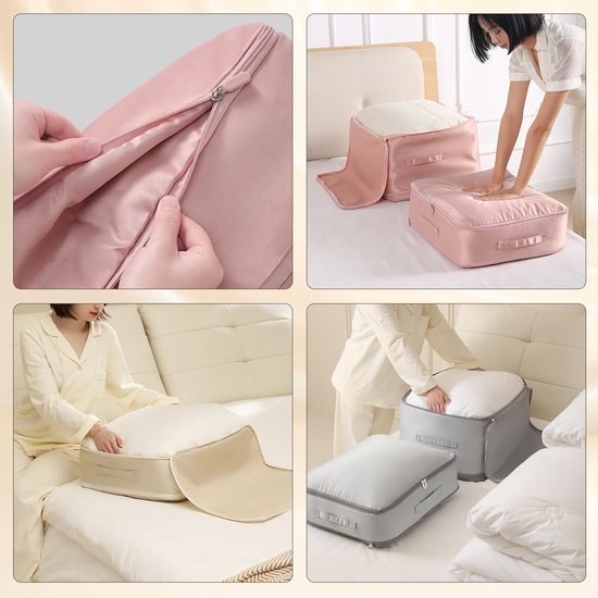Opbergzakken - Kleding organizer - Ruimte besparen - Zelfcompressie - 54 x 42 x 30 cm - Kaki — afbeelding 5