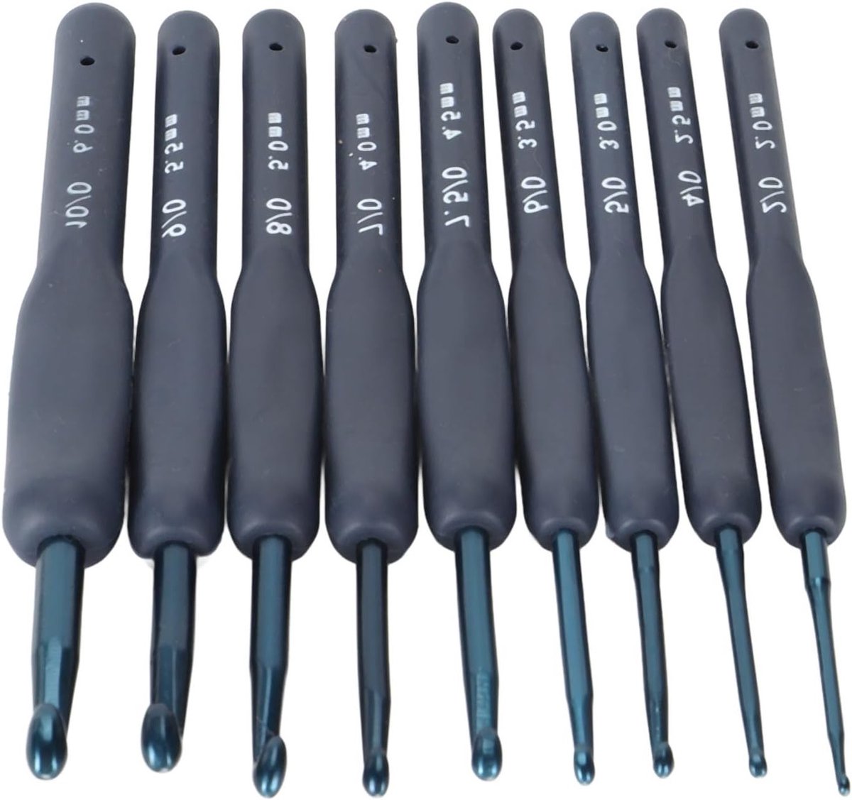 Ergonomische Haaknaalden Set met 9 Maten (2-6mm), Comfortabele Handgrepen voor Gemakkelijk Haken en Breien