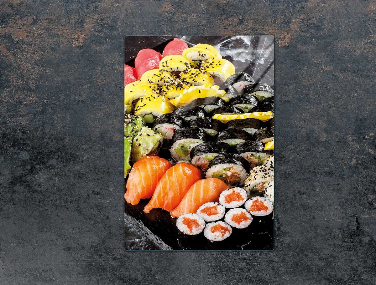 TMK ArtDeko - Snijplank van glas - 35x52 cm - Sushi Motief - Veilig en veelzijdig