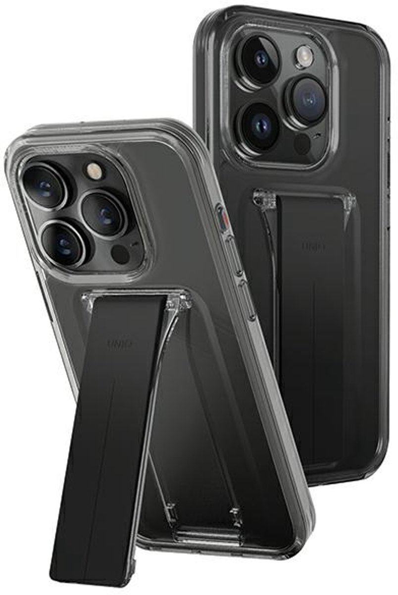 UNIQ Heldro Mount case met standaard iPhone 15 Pro Max 6,7" smoke/damp smoke