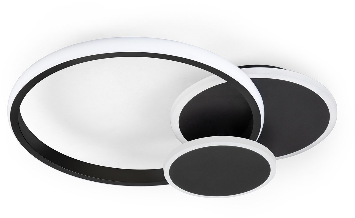 Lemlit LED Plafondlamp Rond 32W - Moderne Plafondverlichting met 3 Kleurtemperaturen - 3840 lm met Geheugenfunctie - voor Woonkamer Slaapkamer Keuken en Hal - Zwart