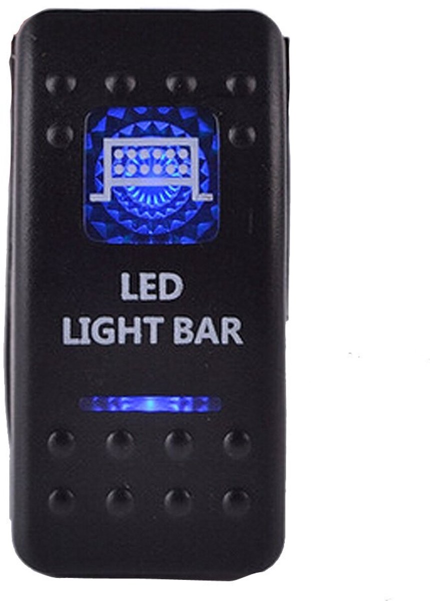 Allecto - Rocker Switch - Waterdichte Aan/Uit Schakelaar - Blauw LED Licht - 12V 20A 24V 10A - Geschikt voor Auto Boot en Truck - Compact formaat