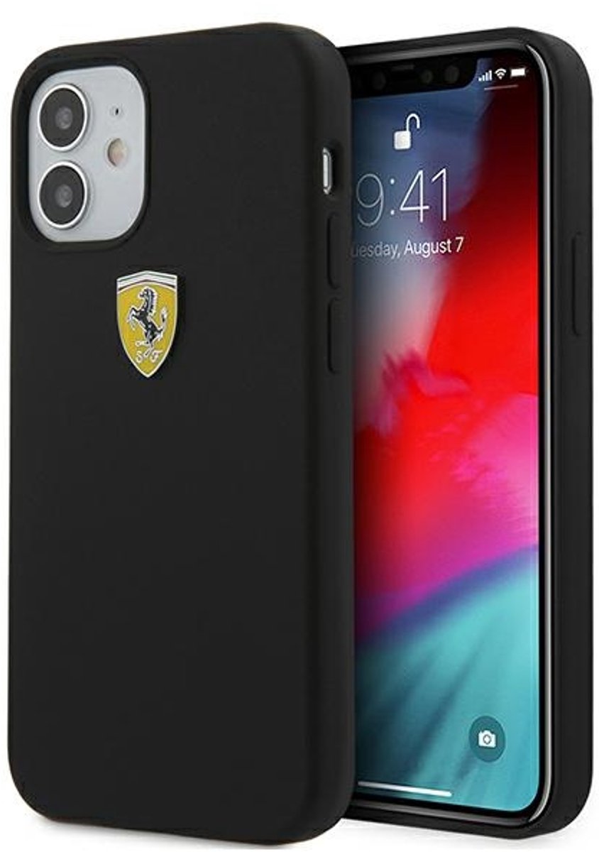 Ferrari SF Silicone Back Case - Geschikt voor Apple iPhone 12 Mini (5.4") - Zwart