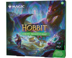Magic: The Gathering | The Hobbit Scene Box - Treasures of Smaug| 6 Foil Borderless Scene Cards, 6 Art Cards, 3 Play Boosters + Display Easel