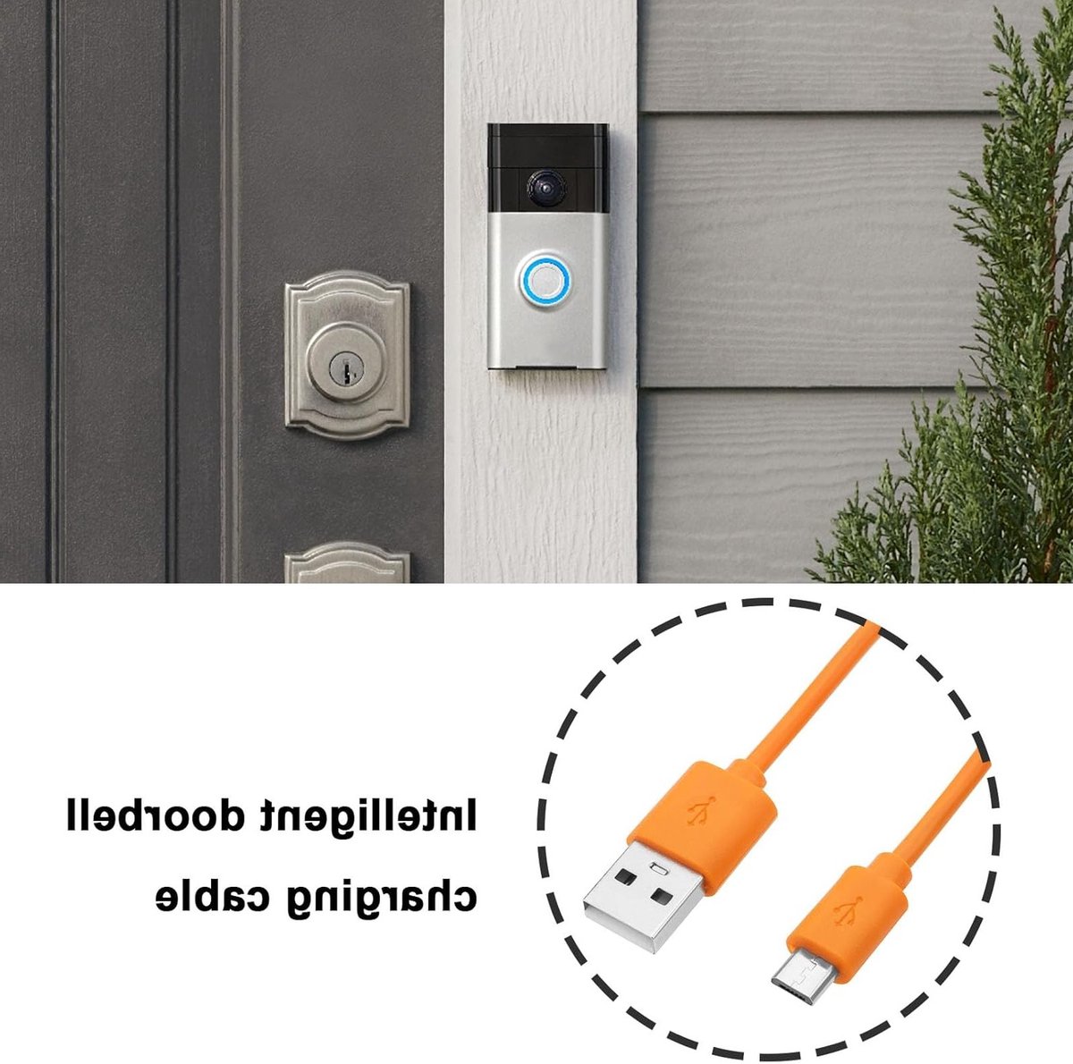 Oplaadkabel voor Videodeurbellen 1m, Compatibel met Ring Video Doorbell 2, 3, 3 Plus, 4 en Pro Plus, Oranje – foto 5