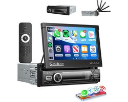 ESSGOO 1Din Autoradio - 7 Inch IPS HD Elektrisch Uitschuifbaar Scherm - Apple Carplay & Android Auto (Draadloos) - Bluetooth, Aux, USB, SD & MP5