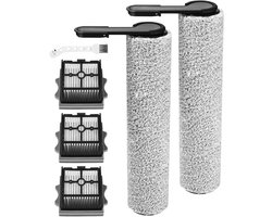 Zesdelige vervangende borstelrol- en filterset voor voor Tineco Floor One Stretch S6/S7 Stretch Ultra/Switch S6/i6 Stretch stofzuigers: 2 borstelrollen, 3 HEPA-filters en 1 reinigingsborstel.