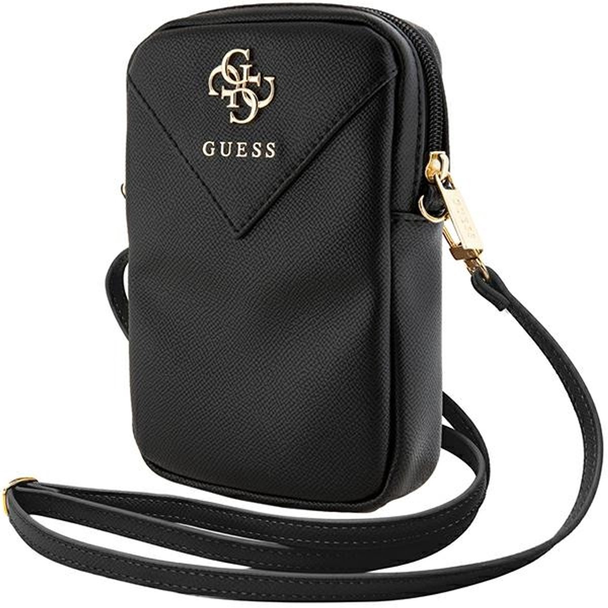 GUESS, 4G Korrelige Schoudertas voor Smartphone, Zwart