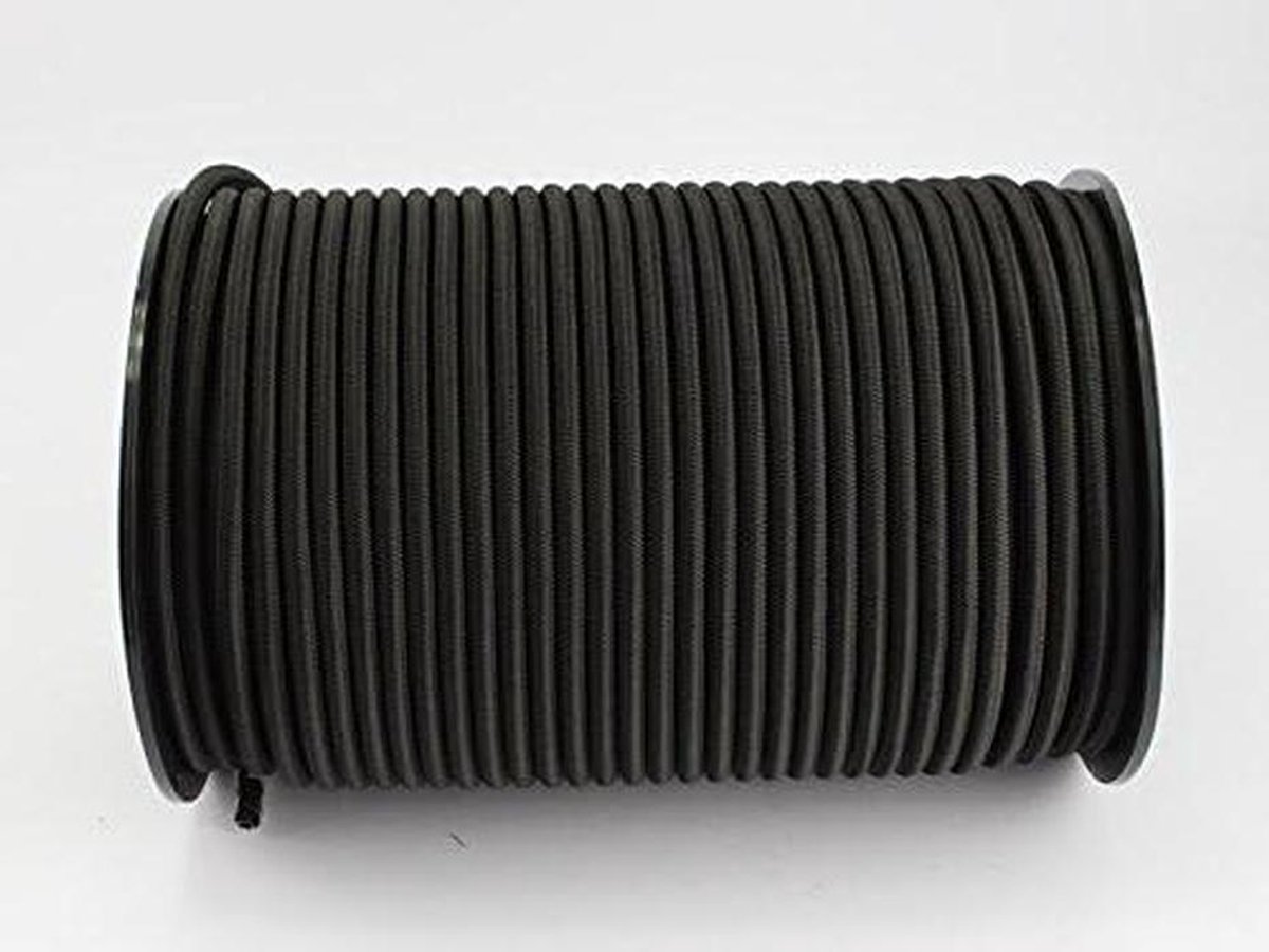 Expander touw - Spankabel elastisch - Dekzeil bevestigen - Weerbestendig rubber - 30 meter 8 mm - Zwart