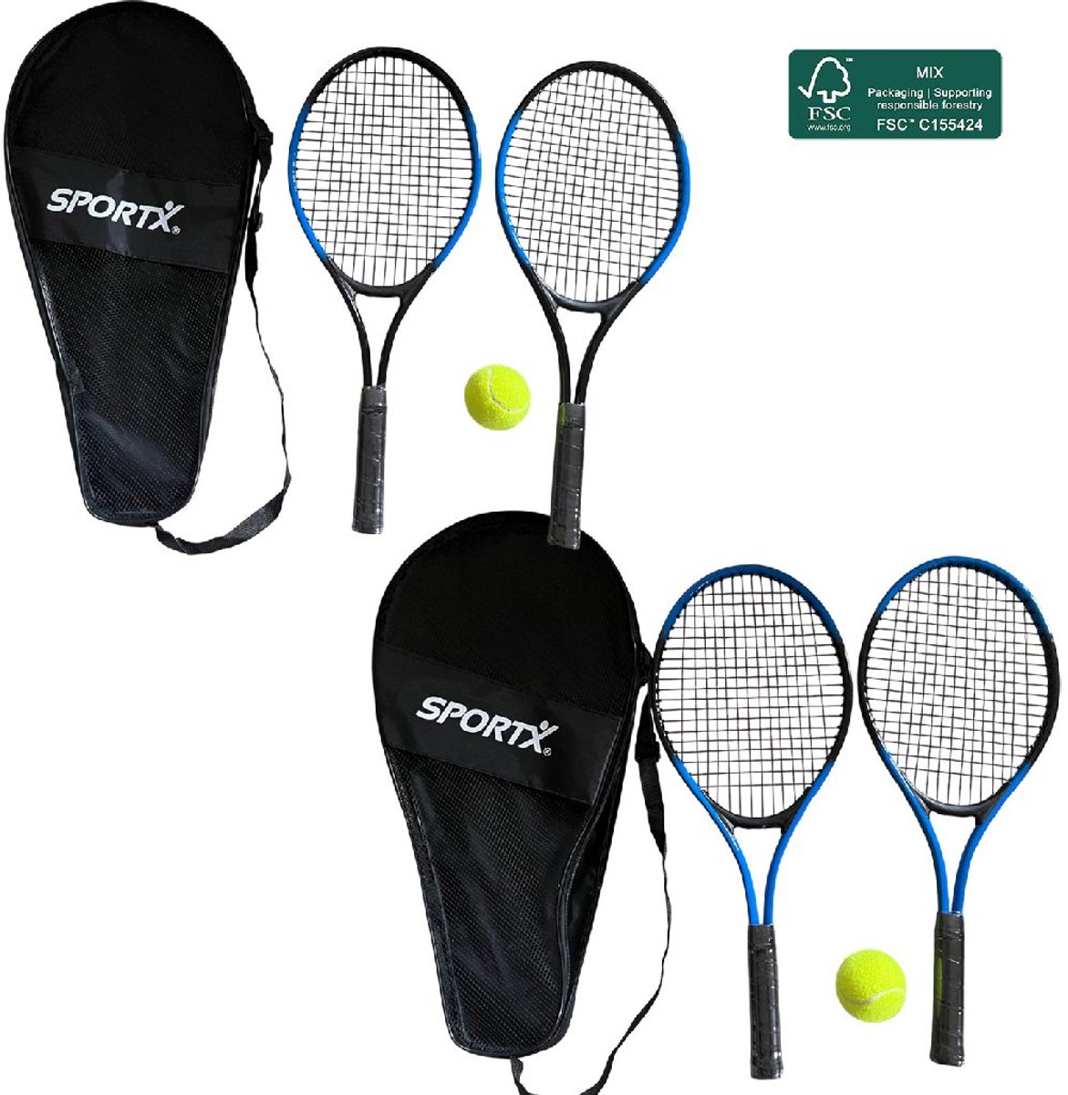 SportX tennis set FSC duurzaam speelgoed voor buitenplezier.