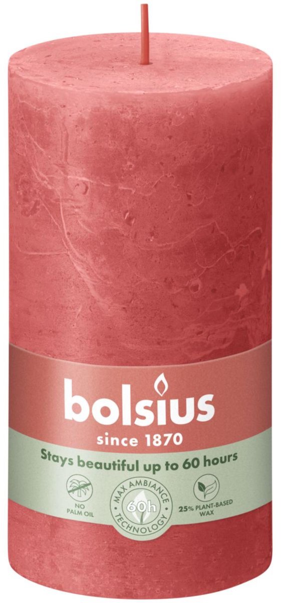 Bolsius Stompkaars Blossom Pink Ø68 mm - Hoogte 13 cm - Roze - 60 branduren