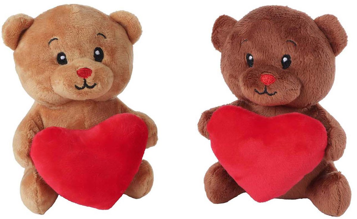 Pluche knuffelbeer met hart - zachte teddybeer 15cm multi kleuren. — afbeelding 2
