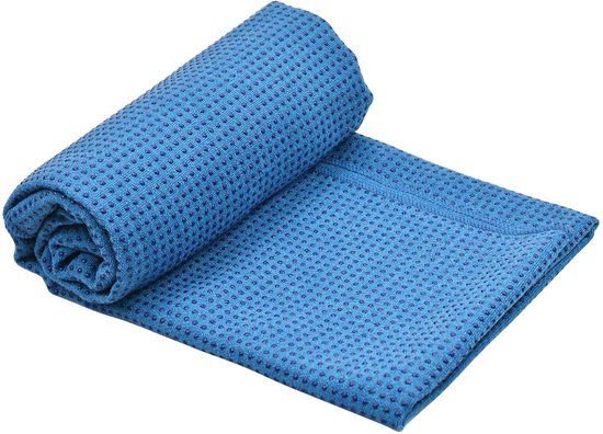 Allecto - Antislip yogamat - Yoga-handdoek met handgrepen - Blauw - Hot yoga - Ideaal voor pilates en bikram