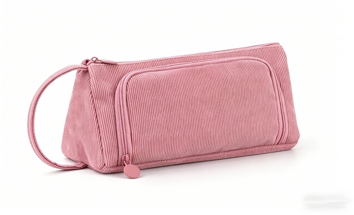 Grote Capaciteit Pennendoos - Pennenzak met Rits - Opbergen Pennenzak - 20.5x9x10cm - Roze