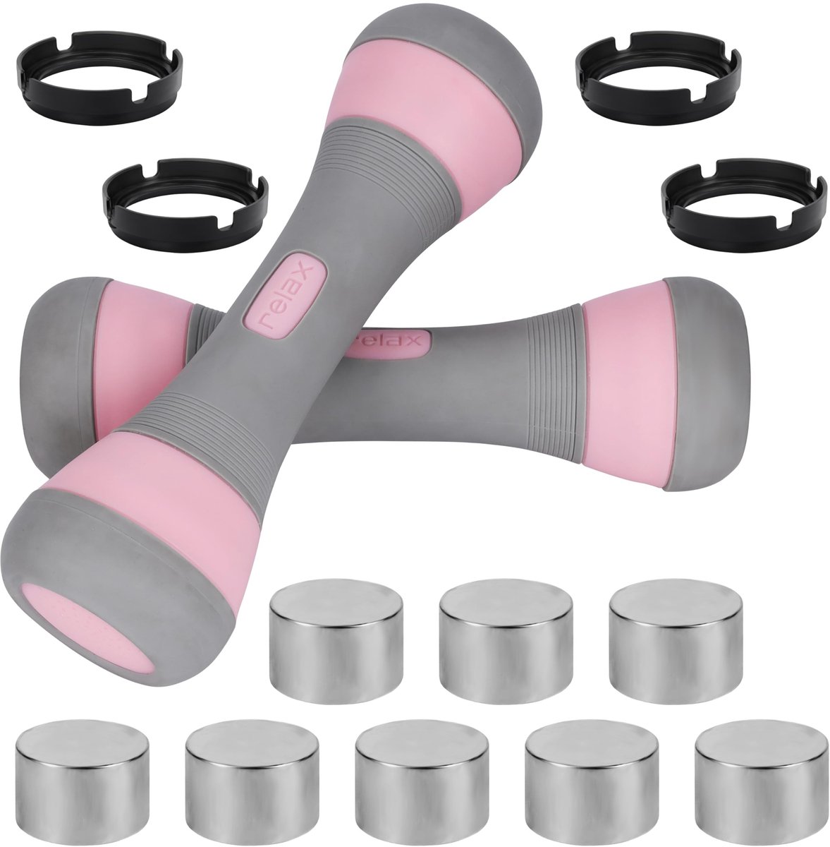 Dumbbells/GewichtenAdjustable 2 Pack of Dumbbells 3-In-1 Set - 1-2KG/2.2-4.4lbs, 8 Free Weights - Men/Women - Fitness Exercise Equipment for Home Workout Gym & Pilates