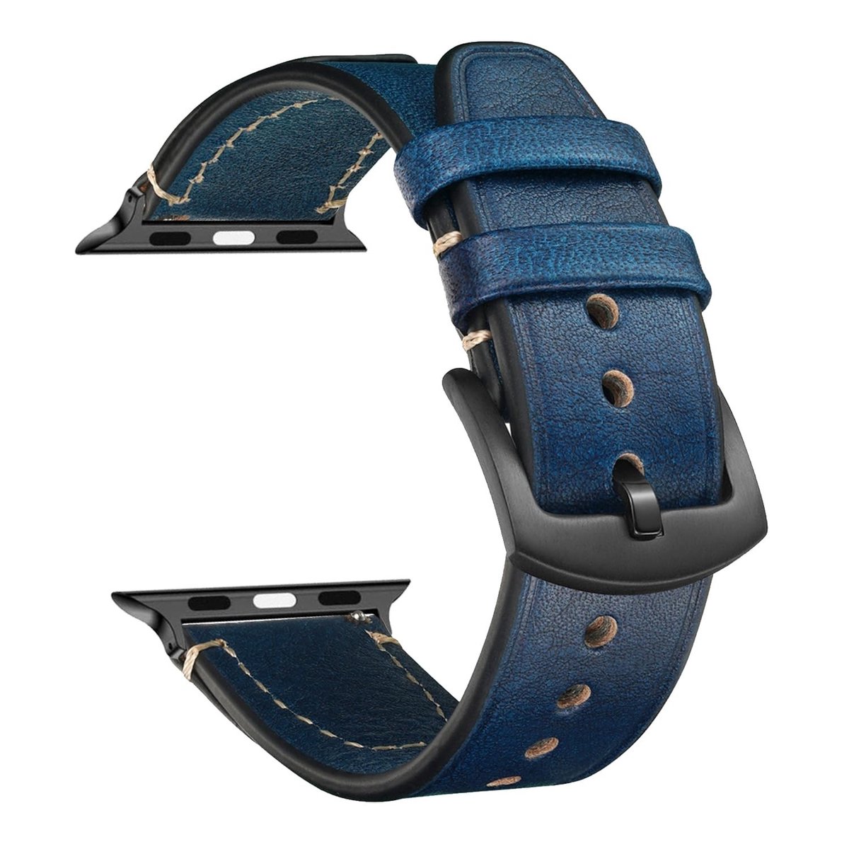 Allecto - Lederen armband - Vintage lederen reservearmband - Roestvrijstalen gesp - Geschikt voor Apple Watch 38 mm tot 49 mm - Horlogeband voor el...