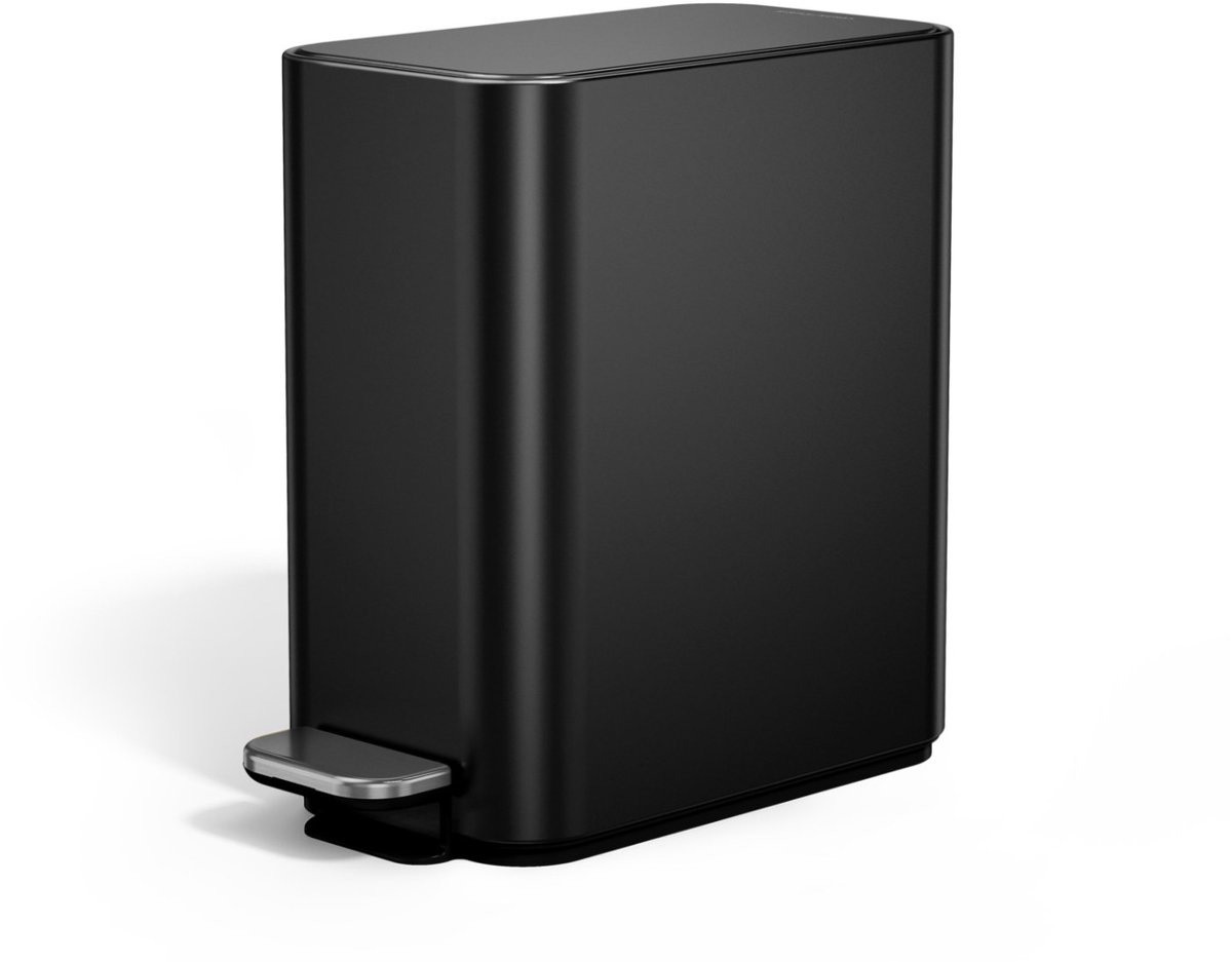 Simplehuman - Prullenbak Slim Liner Pocket 5 liter - Zwart - Roestvast Staal