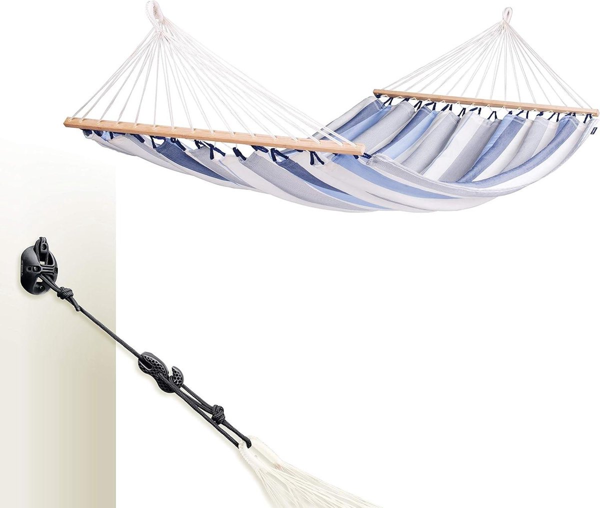 Dubbele Hangmat - Buiten Hangmat - Ontspannen in de tuin - Scheurbestendige outdoorvezel - 350 x 160 cm - Zeewit