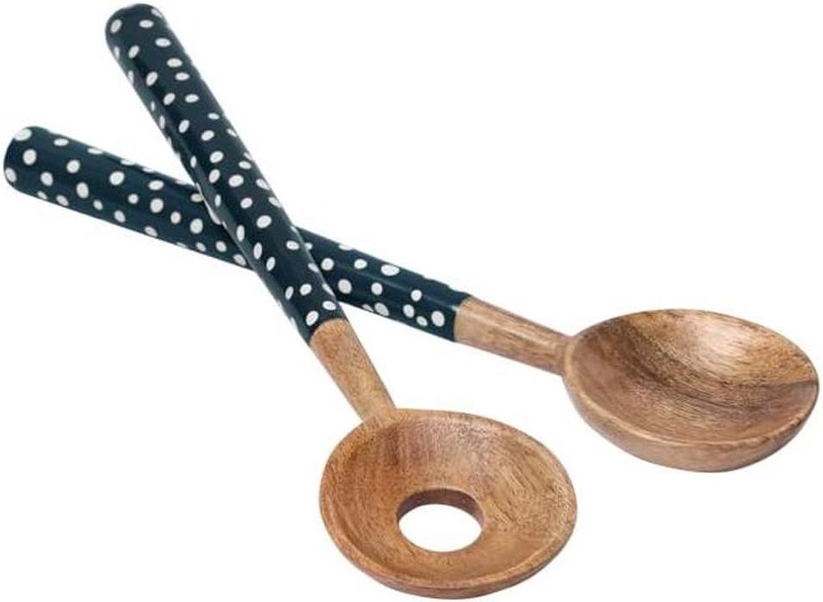 Salade Servers - Opschepbestek Salade - Buiten Dineren - Gevlekt Ontwerp - 30 cm - Inkt Blauw