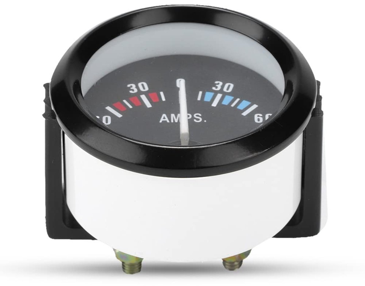Allecto - Ampèremeter - 12V Universele Meter - 52 mm - Zwart - Ampèremeter 60-0-60 - Voor Voertuigen - Universeel Model