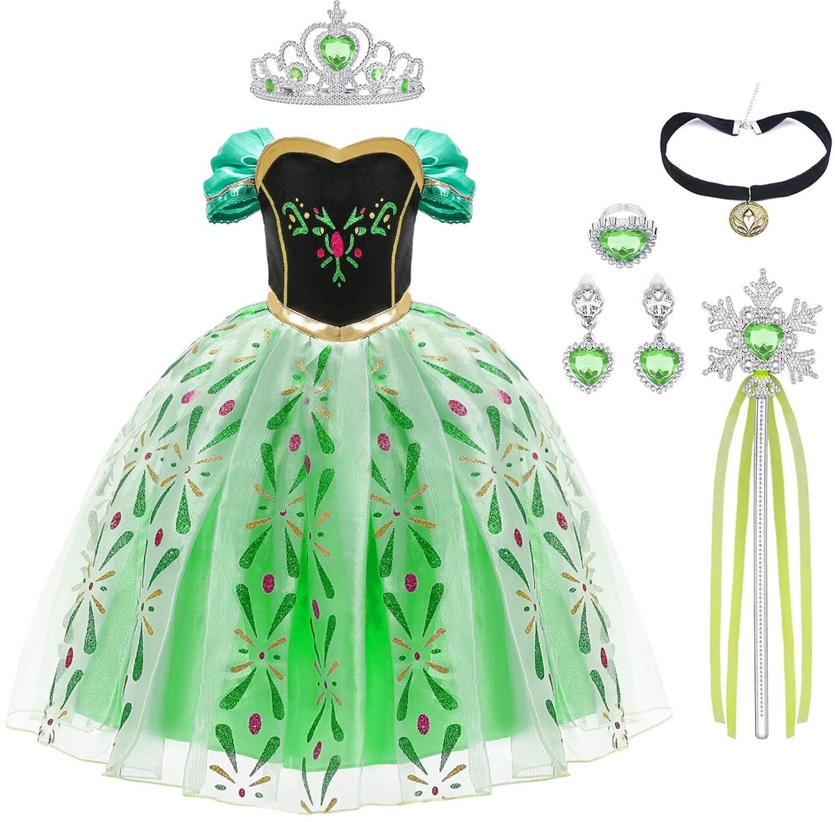 aladdien - Prinses kostuum - Meisjes fancy dress - Met toverstaf en kroon - Verjaardagsfeestje - Halloween kostuum - Geschikt voor kinderen - 29,1 x...