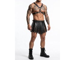 Gladiator Rok Mannen Zwart – PU Leren Festival & Fetish Outfit – Kinky Clubwear Heren – Wasteland B.I.T.C.H. Toxic Kleding