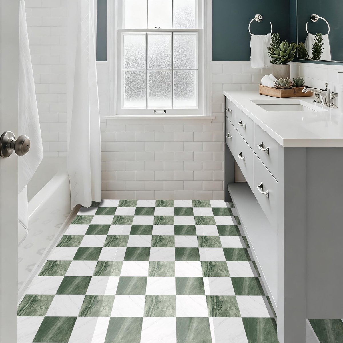 Allecto - Zelfklevende Vinyl Vloertegels - 30x30cm - 10 Stuks Groen Marmer Effect - Duurzaam en Waterbestendig - Perfect voor Vloerbedekking - Eenv...