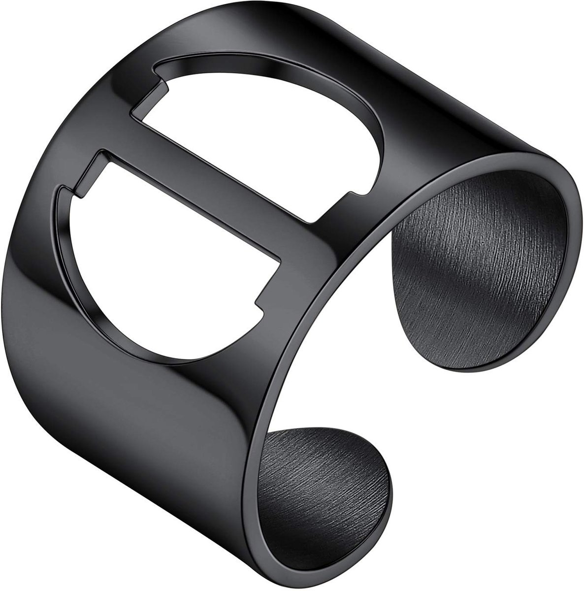 Allecto - PROSTEEL A-Z Verstelbare Initialen Naamring - Goudplaat/Stainless Steel - Maat #6 t/m #12