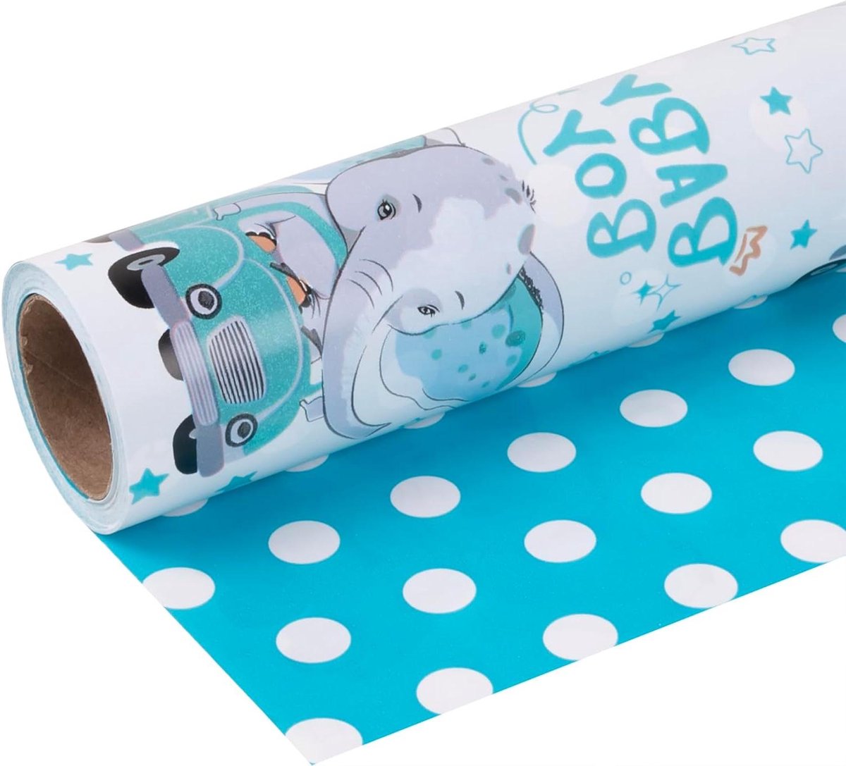 Cadeaupapier Babyjongen - Inpakpapier Kinderen - Geschenken Inpakken - Scheurbestendig Papier - 17 inch x 33 voet - Blauw
