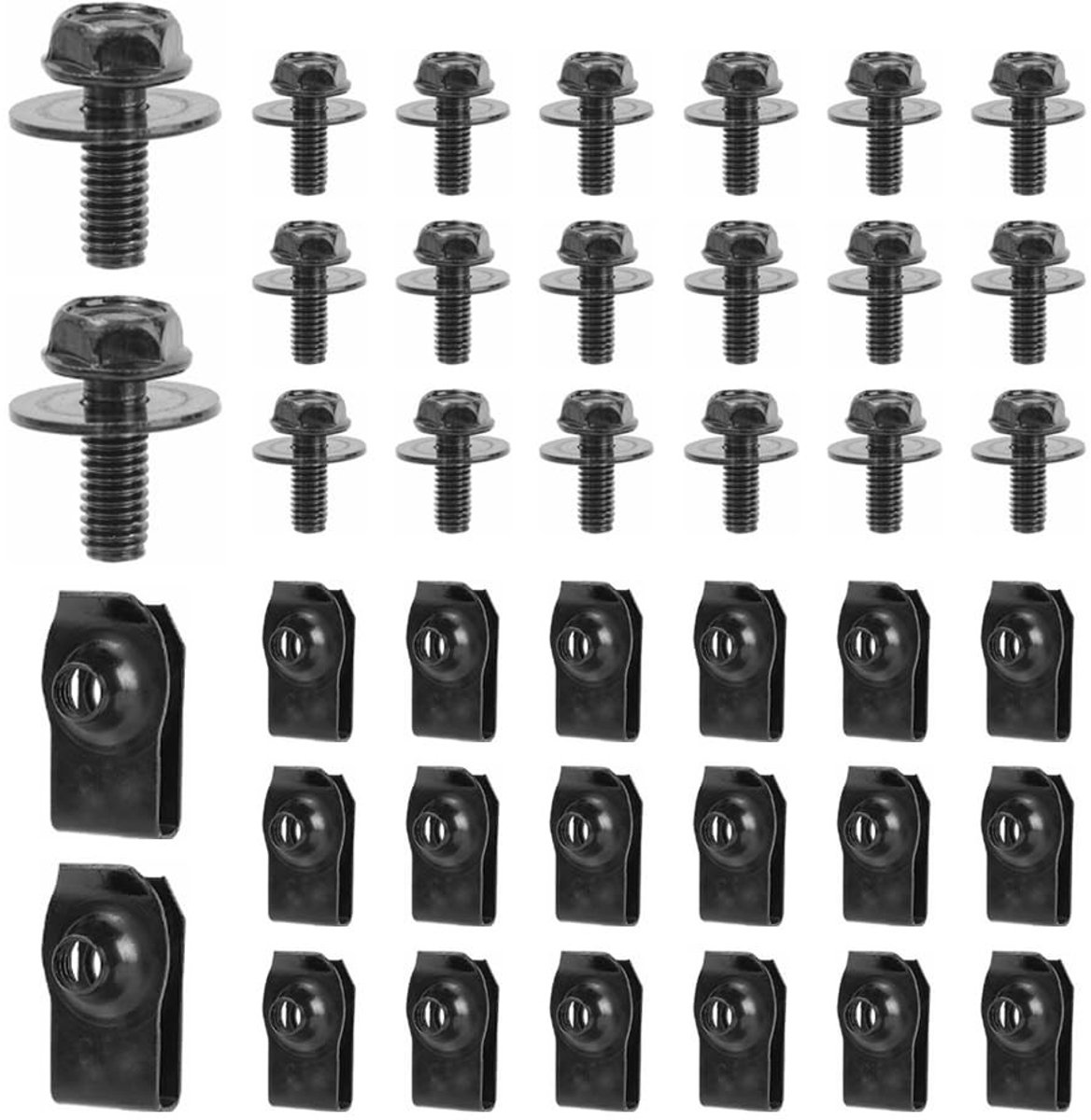 Allecto - Car Body Screws - U Nuts Kit - 40-delige set - Perfect voor auto-onderdelen - Bumper en fender bevestigingsmateriaal - Geschikt voor dive...