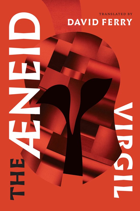 Couverture de livre : 'The Aeneid' traduit par David Ferry. Rouge avec un motif abstrait noir et rouge.