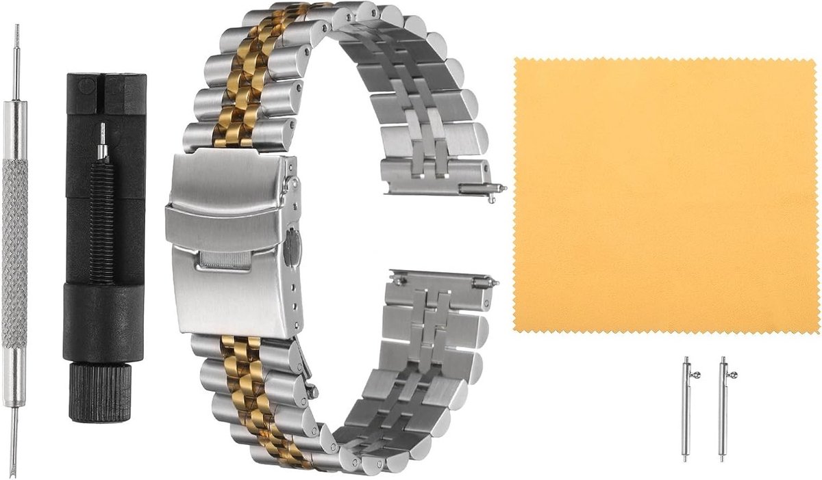 Stijlvolle Mesh Horlogeband met Dubbele Gesp, Snelle Bevestiging, Verstelbare Vervangband voor Smartwatch en Universele Horloges voor Dames en Heren
