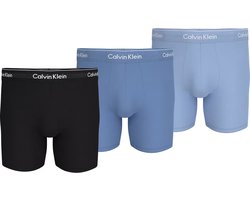 Calvin Klein Icon Cotton Stretch Boxer briefs (3-pack) – heren boxers extra lang – zwart – middenblauw – lichtblauw