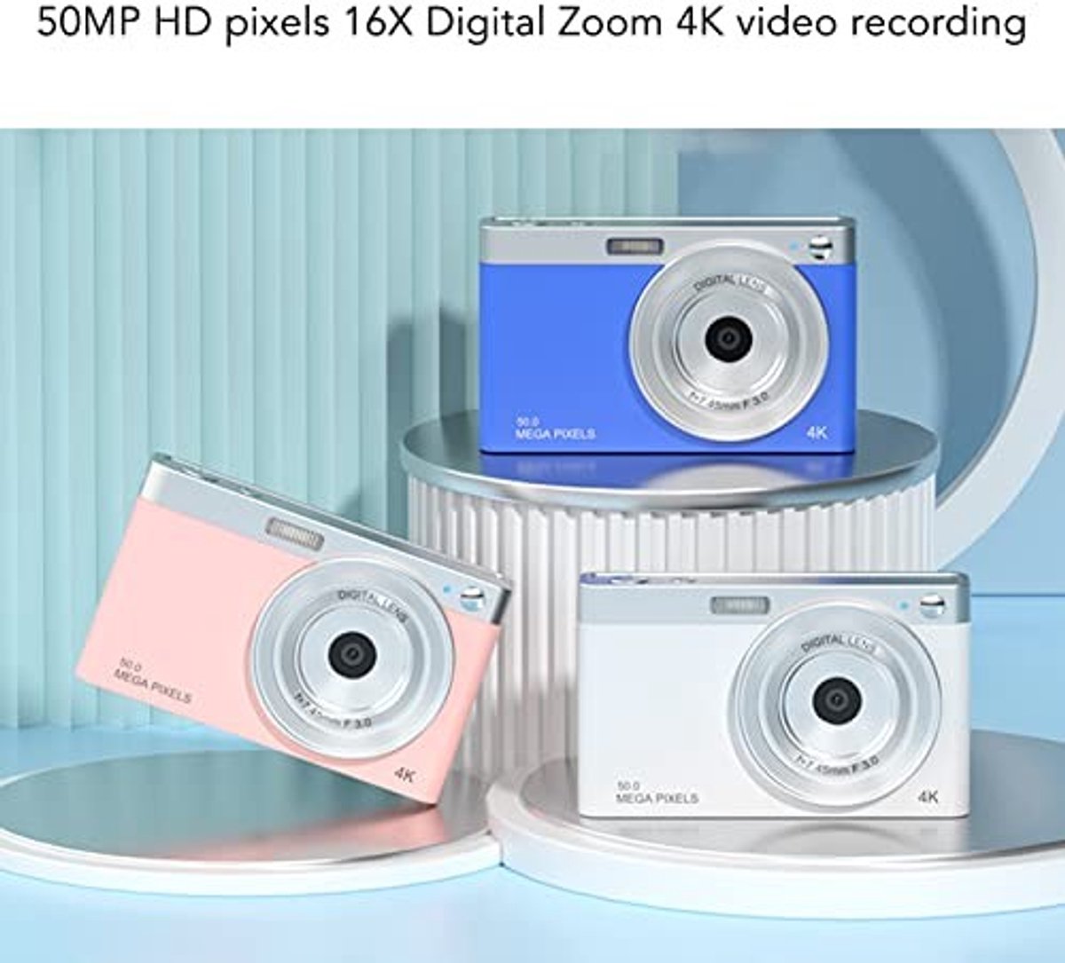 Allecto - Digitale Camera - Kinderen - 4K Vlogging-camera - Wit - Beginnerscamera - Ideaal voor studenten - Ingebouwd LED-vullicht thumbnail 3