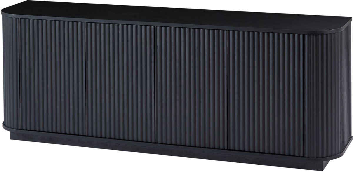 Merax TV Meubel 162.5 cm - Sideboard met 4 Deuren en Golfpatroon - Dressoir Kast met Opbergruimte voor Woonkamer Slaapkamer Hal - Zwart