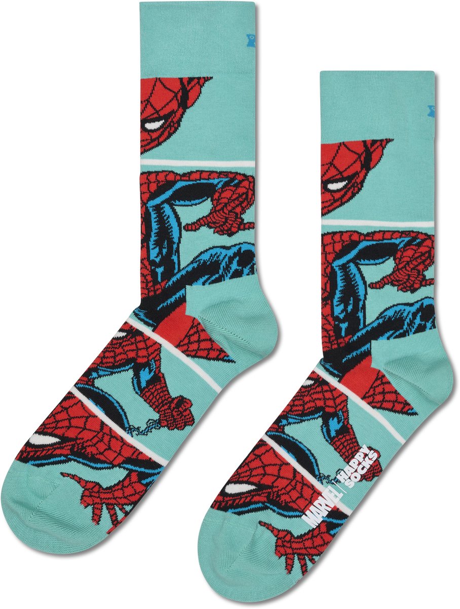 Happy Socks MARVEL Spider-Man Web-Slinger Sock - unisex sokken - turquoise - Unisex - Maat: 36 - 40