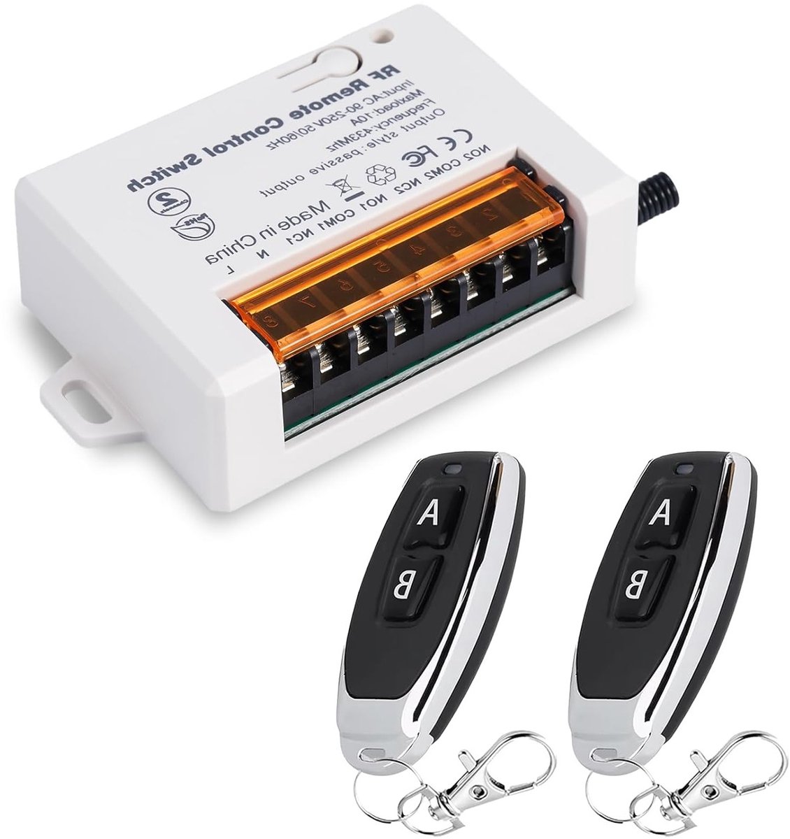Draadloze afstandsbediening met 2 zenders voor 433MHz relais, geschikt voor elektrische gordijnen, garagedeuren en verlichting