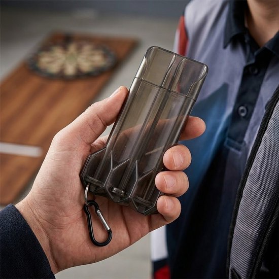 Draagbare dart case met karabijnhaak - compacte dart opbergdoos voor darts en accessoires - stevige kunststof dart etui met vergrendelbare sluiting voor bescherming - dart accessoires voor heren en dames van Merkloos — afbeelding 3