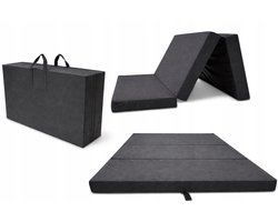 Slaapmat 2 Persoons 200 x 120 x 10 cm – Opvouwbaar Campingmatras met Draagtas – Dikke Ligmat voor Camping, Tent en Logeren, grijs