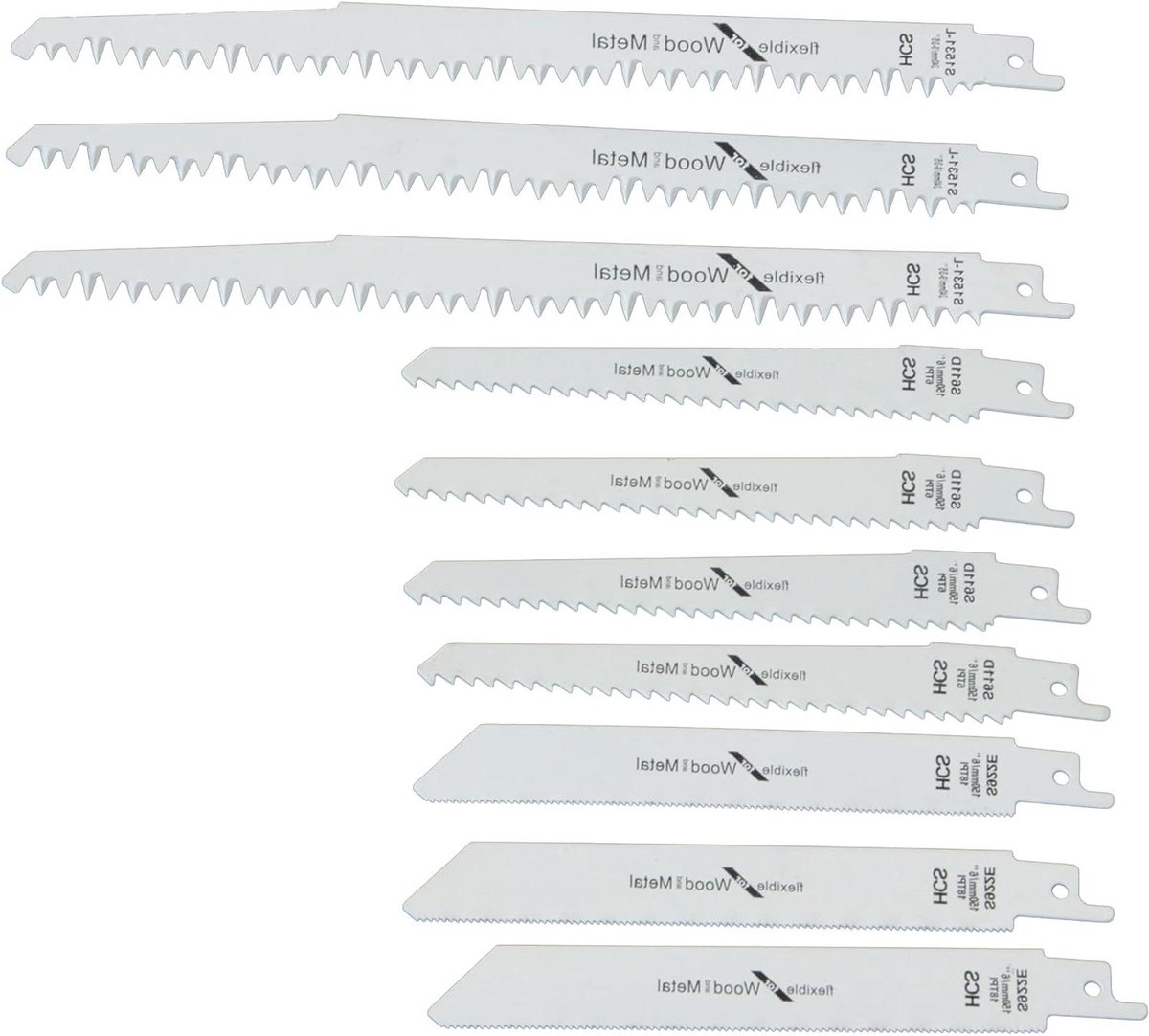 Reciprozaagbladen Set - Zaagbladen Hout Metaal - Snel Zagen - Gemengde TPI Maten - 10 Stuks - Metaal