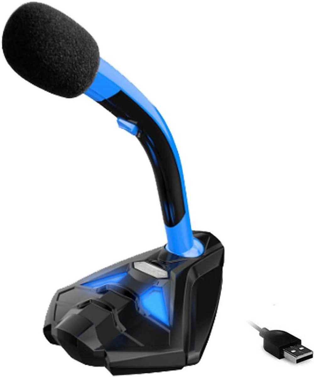 Desktop Microfoon - Stand Microfoon - Computer Audio - Volumeregeling - 1.5m Kabel - Blauw