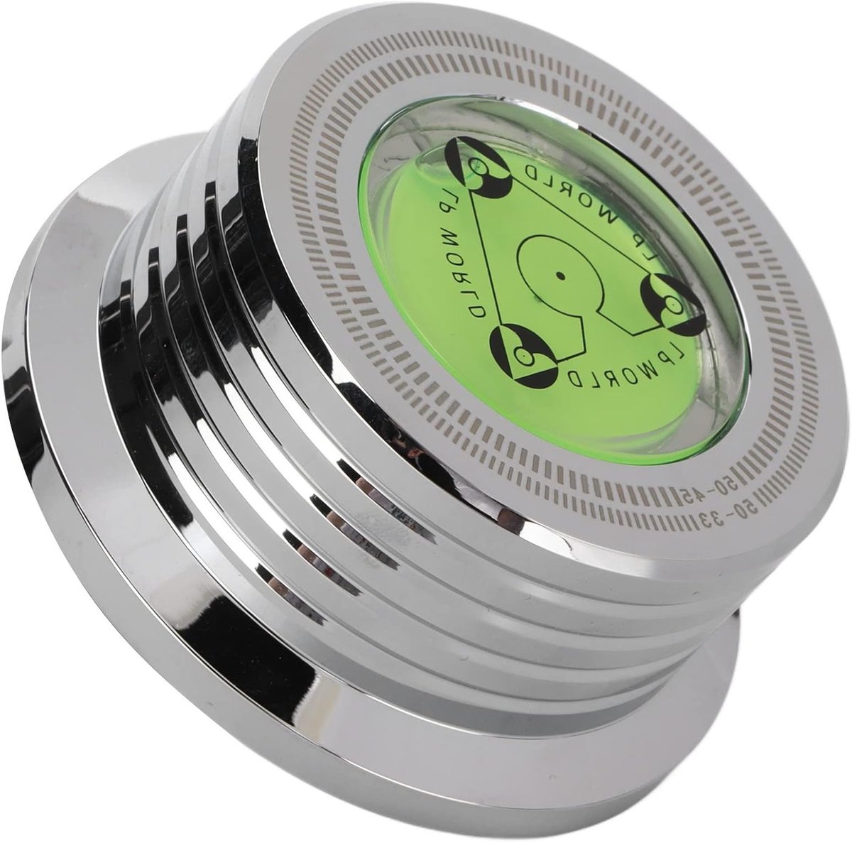 Aluminium LP-recordgewichtstabilisator met Waterpasstelling - Trillingen verminderen - Houdt Draaitafel Waterpas - Vinylplaten Accessoire 76 mm (ZILVER)