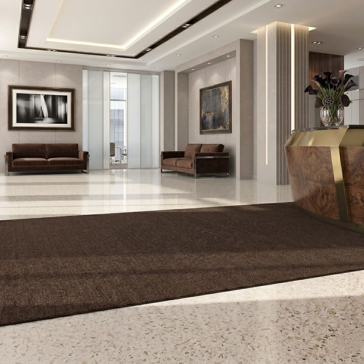 Floordirekt Vuilvangmat Hong Kong - Veelzijdig Inzetbaar - Antislip - Bruin - 120 x 300 cm - Stevig & Onderhoudsvriendelijk voor Binnen & Entree