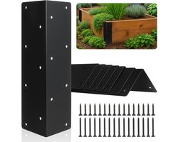 KZQ 8 Stuks Verhoogde Tuinbed Hoekbeugels voor Houten Planterbakken 28x7x7 cm Roestbestendige Metalen Hoekbeugels met Schroeven voor Bloembedden Moestuinen en Meubels