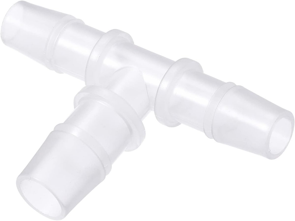 Tee Verbinding voor Slangen, 10 x 12 x 10 mm, Kunststof, 3-Weg, Geschikt voor Water en Brandstof