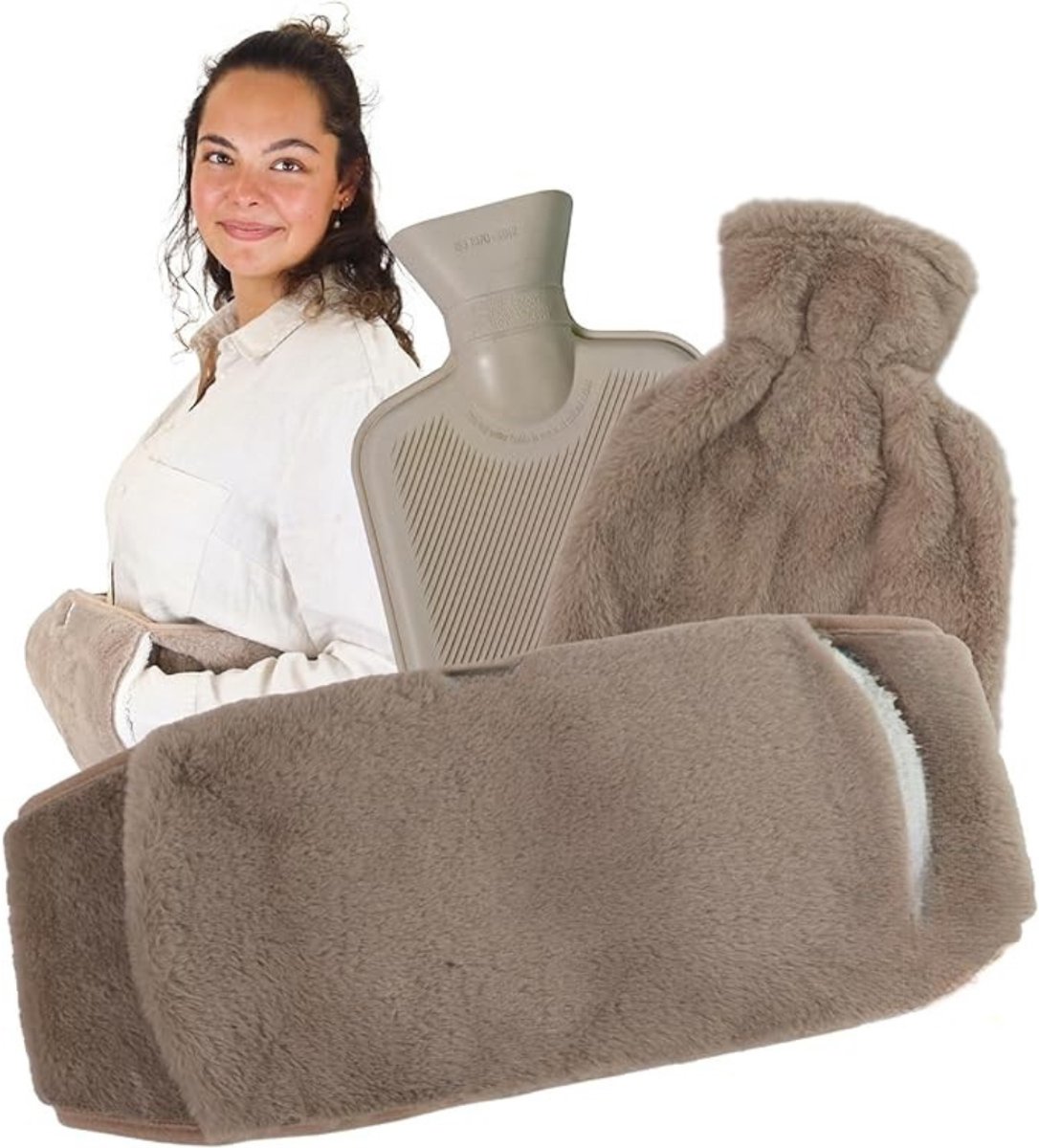 Verte Kruikzak - Warmwaterkruikriem met Zachte Hoes – Menstruatie- en Rugverwarmingsriem – Comfortabele Warmtetherapie – Grijs