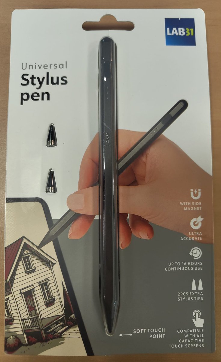 LAB31 Universal Stylus Pen - Actieve Stylus voor iPad & Tablet - Magnetisch - Accuduur 16 uur - Zwart