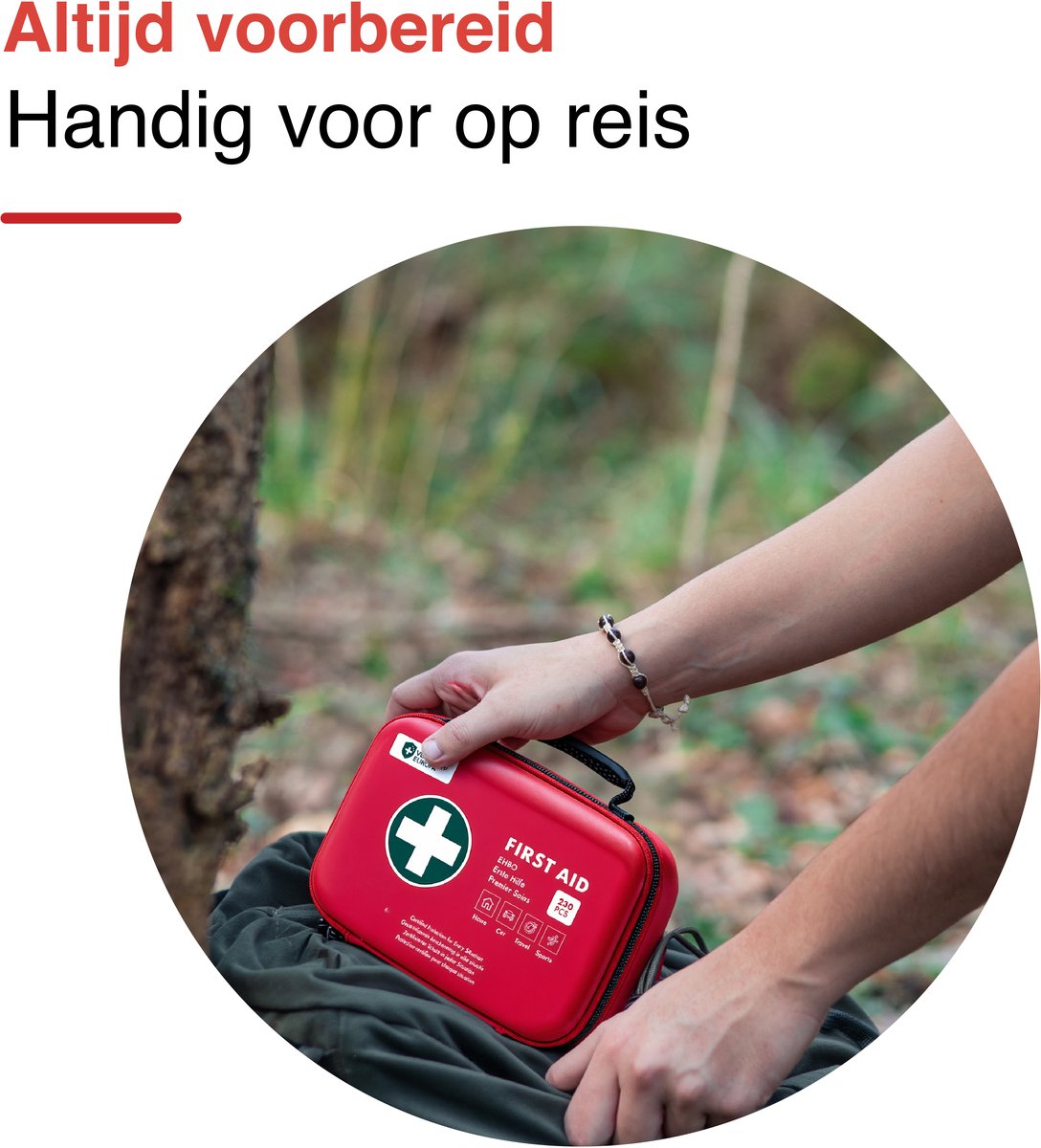 EHBO Kit 230-delig – Complete First Aid Kit – Verbanddoos voor Thuis, Auto, Reizen & Sport – Compacte Opbergcase – Rood – foto 8