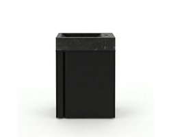 FugaFlow Eccelente Arredo Toiletmeubelset - 40x65cm - 1 deur - 1 kraangat - rechts - fontein natuursteen donker - mat zwart